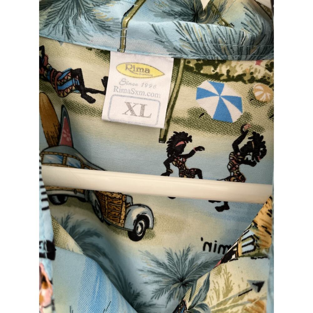 Rima Mens Caribbean Blue XL Short Sleeve Colorful Hawaiian Resort Beach Tropical - Picture 2 of 6